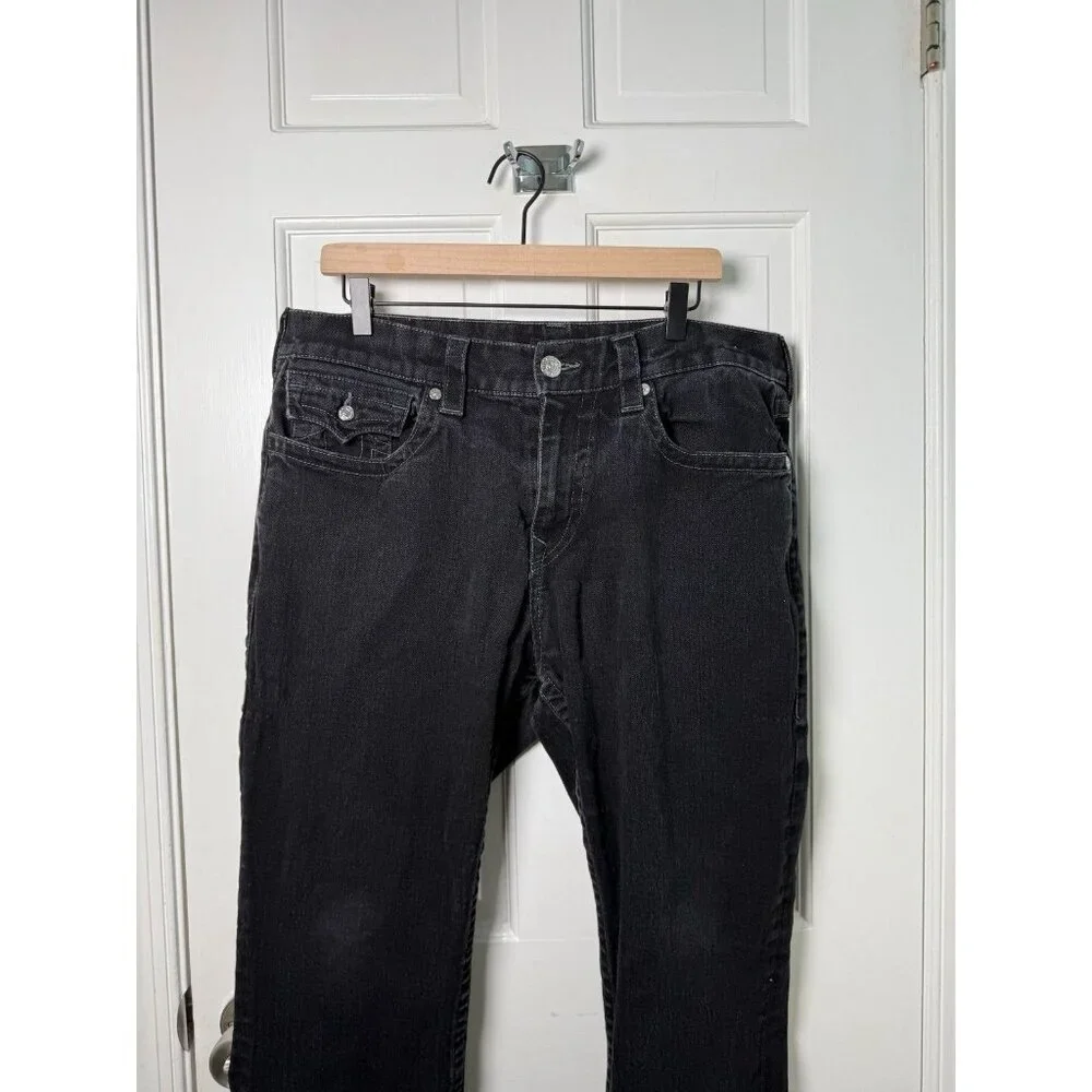 True Religion Men's Ricky Relaxed Straight Jeans Black Demin Size 36W x 29.5L